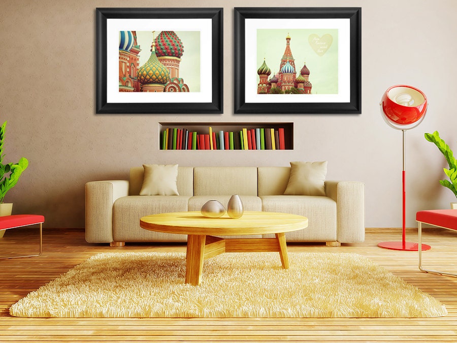 Moscow Photo Set. Russia With Love. Fine Art Photography. St. Basil's Cathedral. Anastasia. Travel Décor. Red Tangerine Orange. Size 16x20"