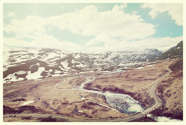 Road to Paradise. Norwegian Landscape. Fine Art Photography. Snow Mountains. Size A4