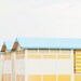 Yellow Beach Huts. Fine Art Photography. Lido Beach-Hut. Venice Italy. Mint Teal Rooftops. Yellow Stripes. Spring Decor. Size A4