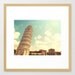 Italy Photo. Fine Art Photography. Leaning Tower of Pisa. Spring Photo. Home Decor. Wall Art. Turquoise Teal Sunny Clouds. Size A4