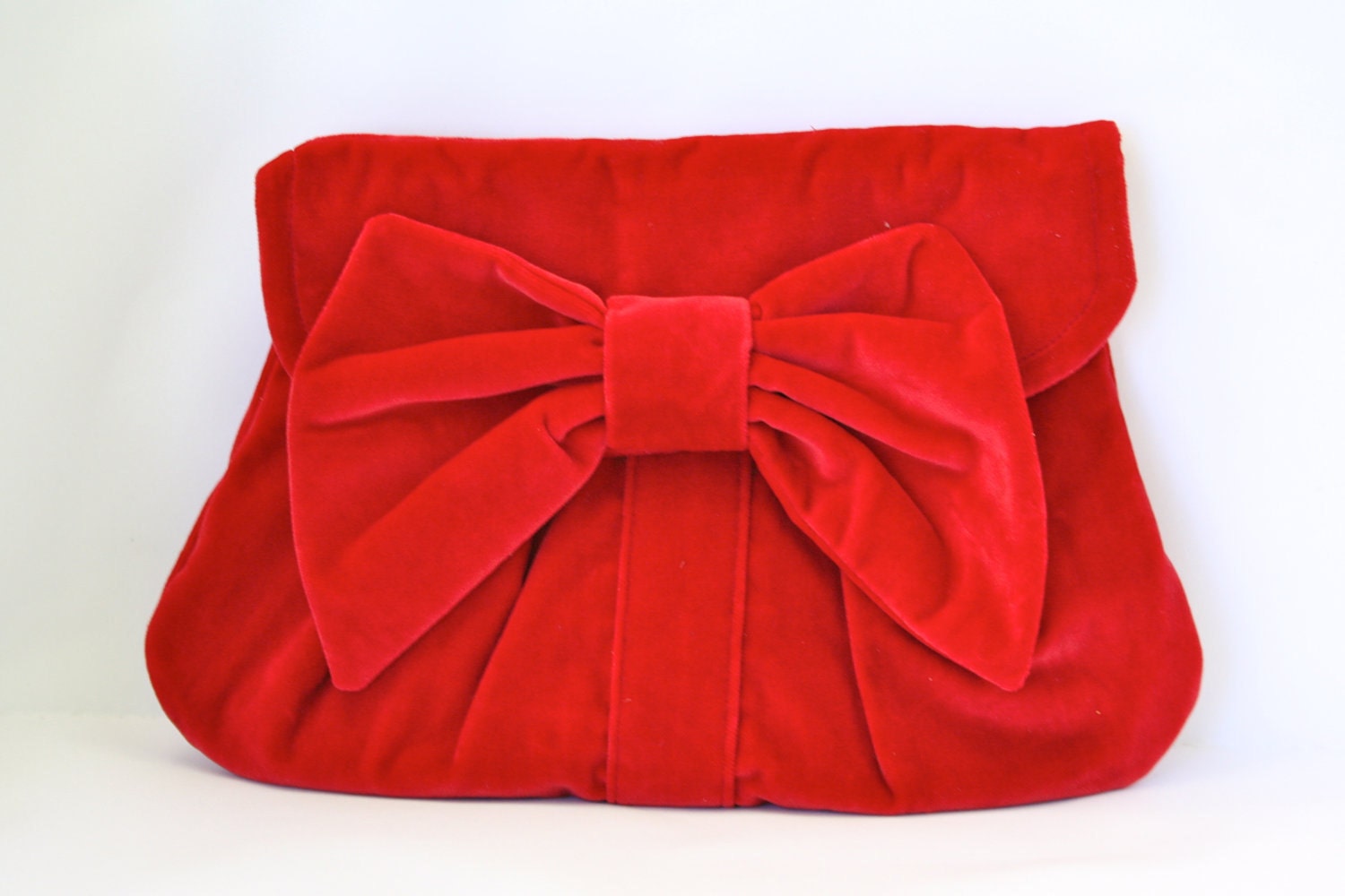 Romantic Retro Red Velvet Clutch with Bow - MADE TO ORDER