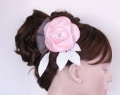 Bridal Hair Flower Fascinator Head Piece - Fabric Corsage Pin - Double Usage and Handmade