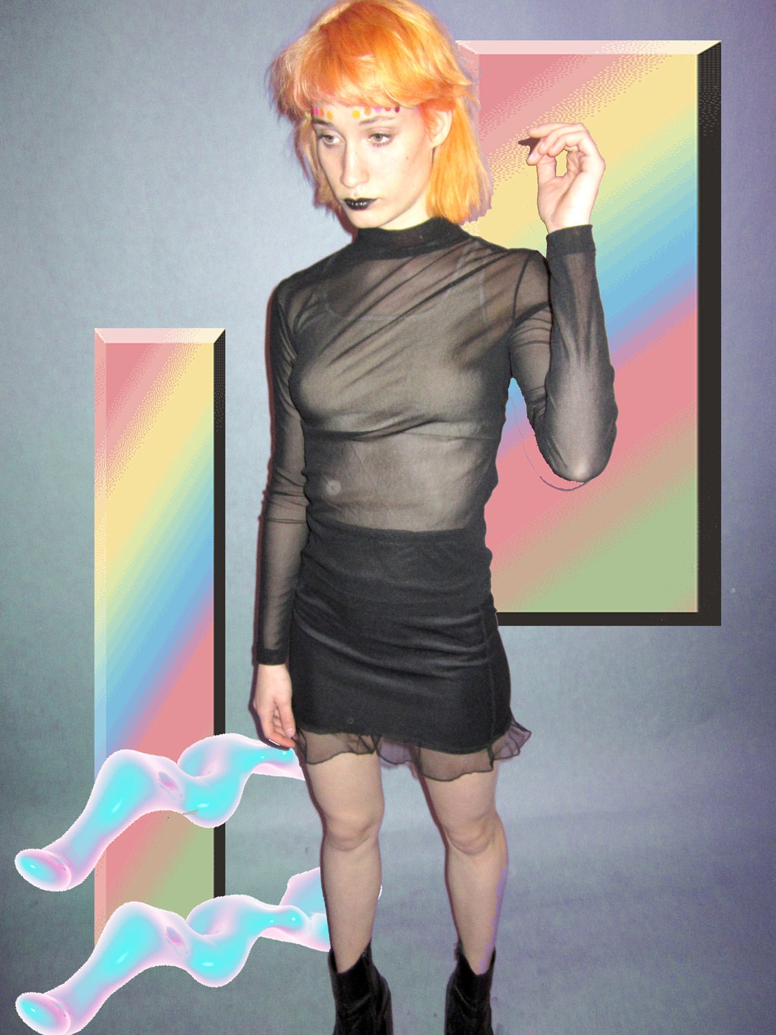 90s SHEER long SLEEVE shirt