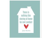 Jane Austen Quote Modern Typography Art Poster Print in Aqua and Red