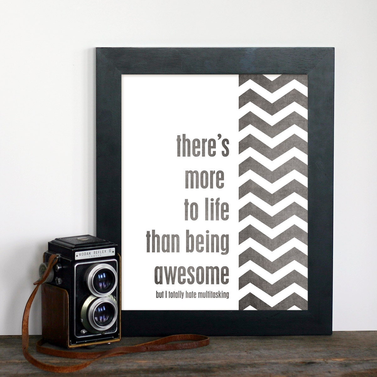 Being Awesome - Funny Humor Cheeky Snarky Modern Chevron Print -Gray Grey Charcoal Orange - 8x10
