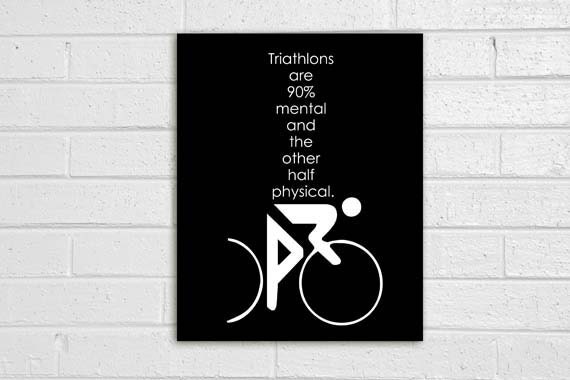 Triathlon Art Typoraphy Poster Print - Mental Game - Exercise Athlete Digital Art Black