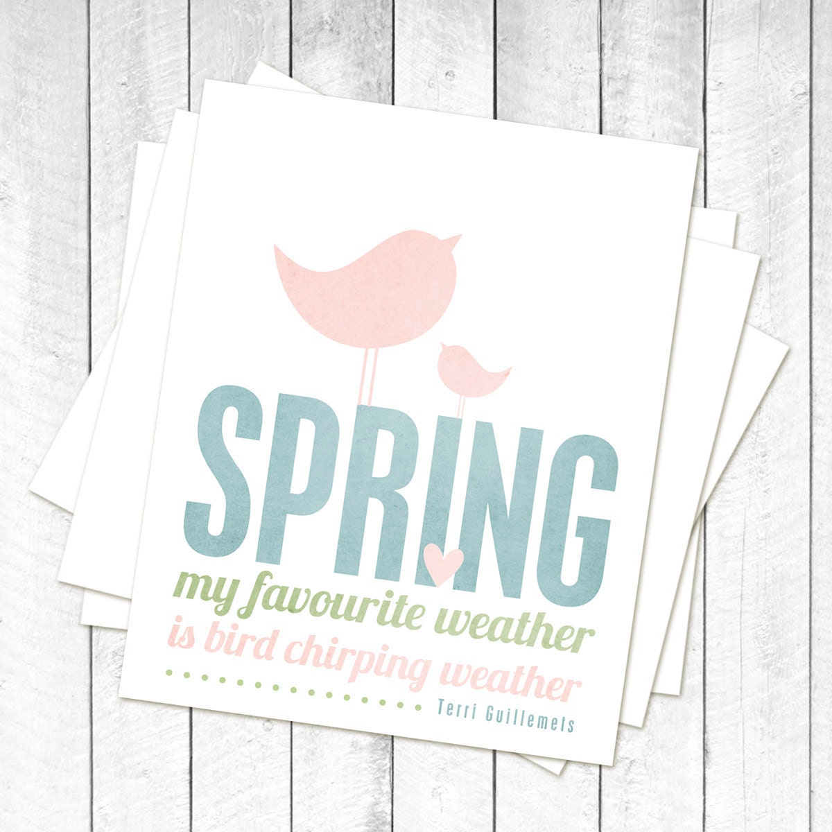 Spring - Pastel Muted Modern Graphic Quote Spring Easter Birds Print - 8x10 Mothers Day