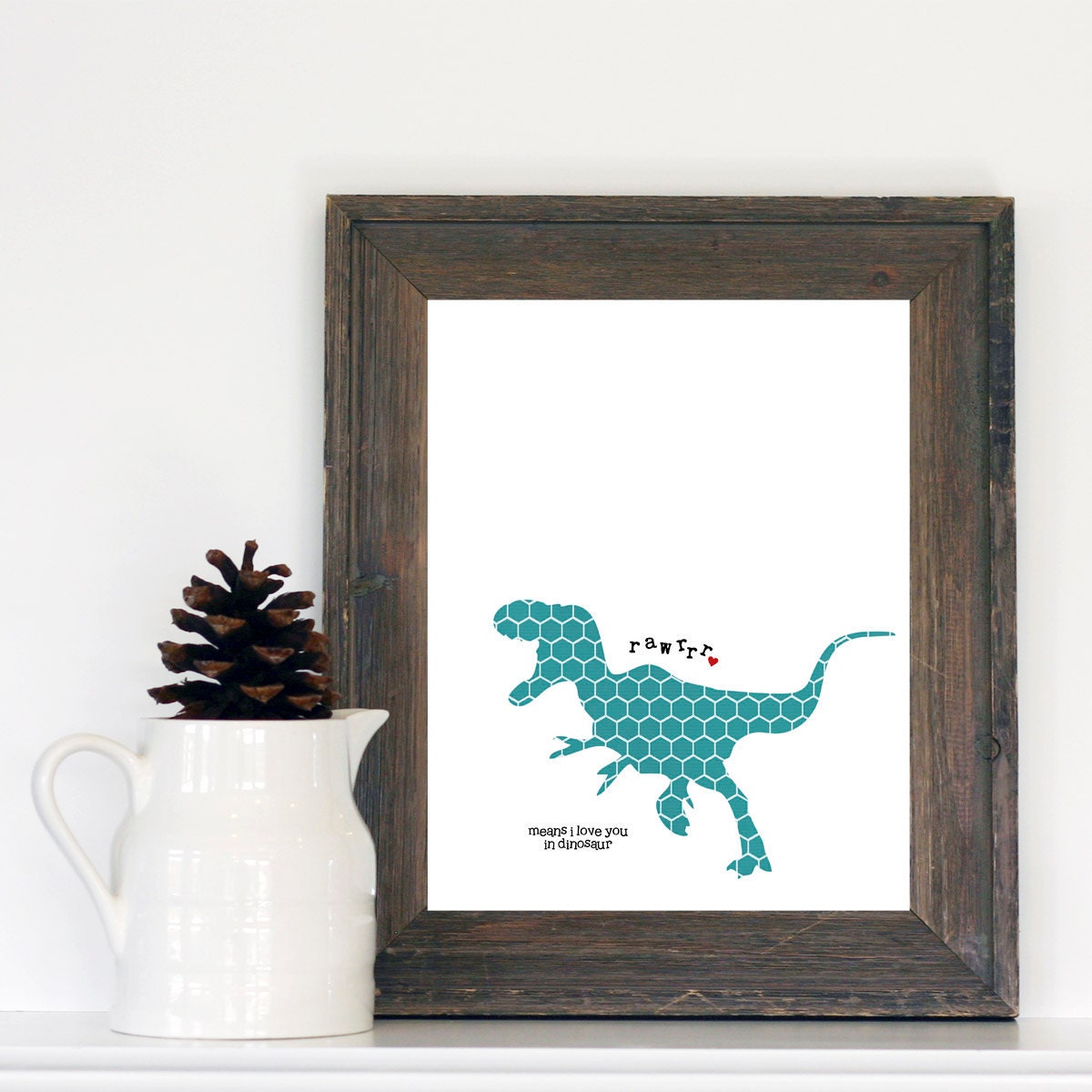 Rawrrr Means I Love You in Dinosaur - Purple Hexagon Print Digital Art Poster