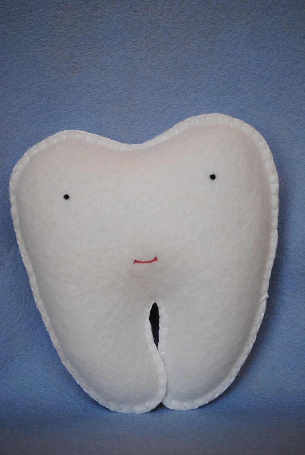 Tooth Fairy Pillow shaped like a tooth--white, blue with a star, boy