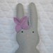 Sweet Little Mini Bunny--pocket pal, gray, lavender, purple flower