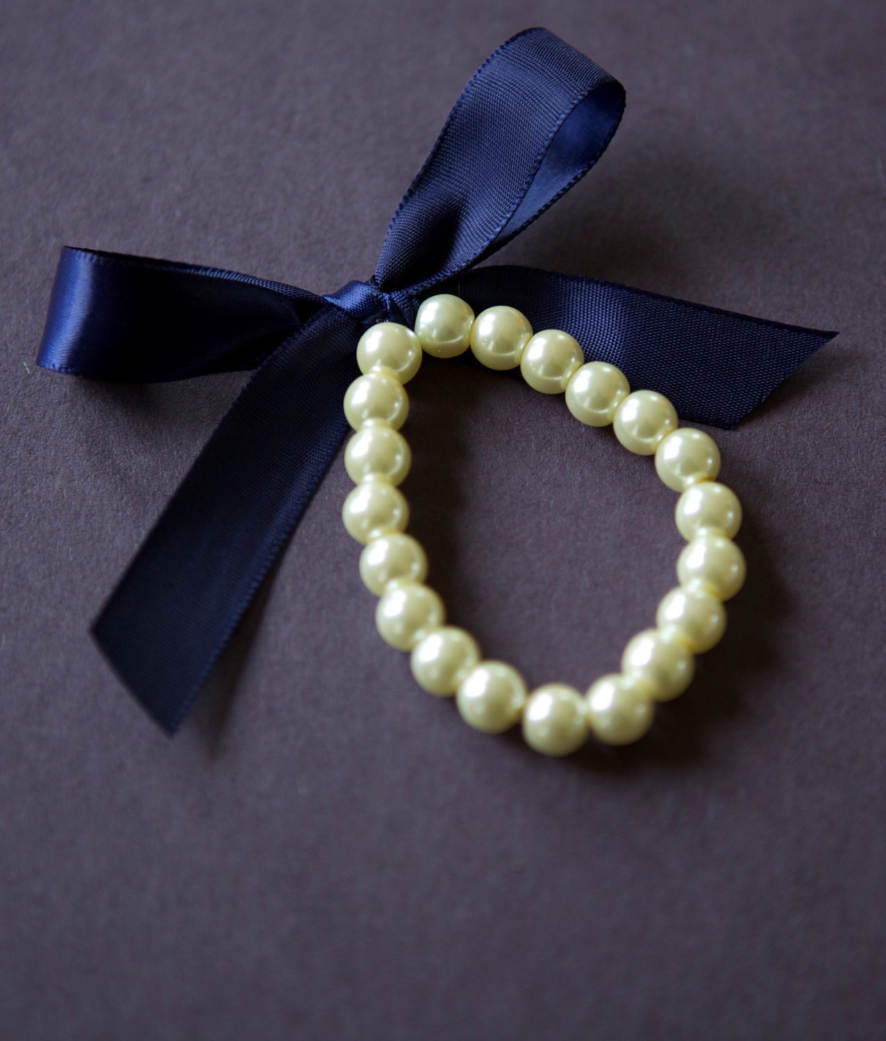 Little Girl Pearl Bracelet with ribbon flower girls, baptism or toddler Customize pearl and ribbon colors