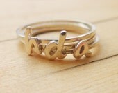 Peresonalized Jewelry - Monogram Letter initial stacking rings sterling silver font - A 1000 Kisses