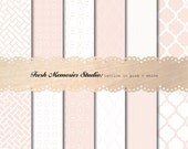 Lattice in Pink and White. 12x12. Modern Digital Printable Paper Pack for cards, scrapbooking or commercial.