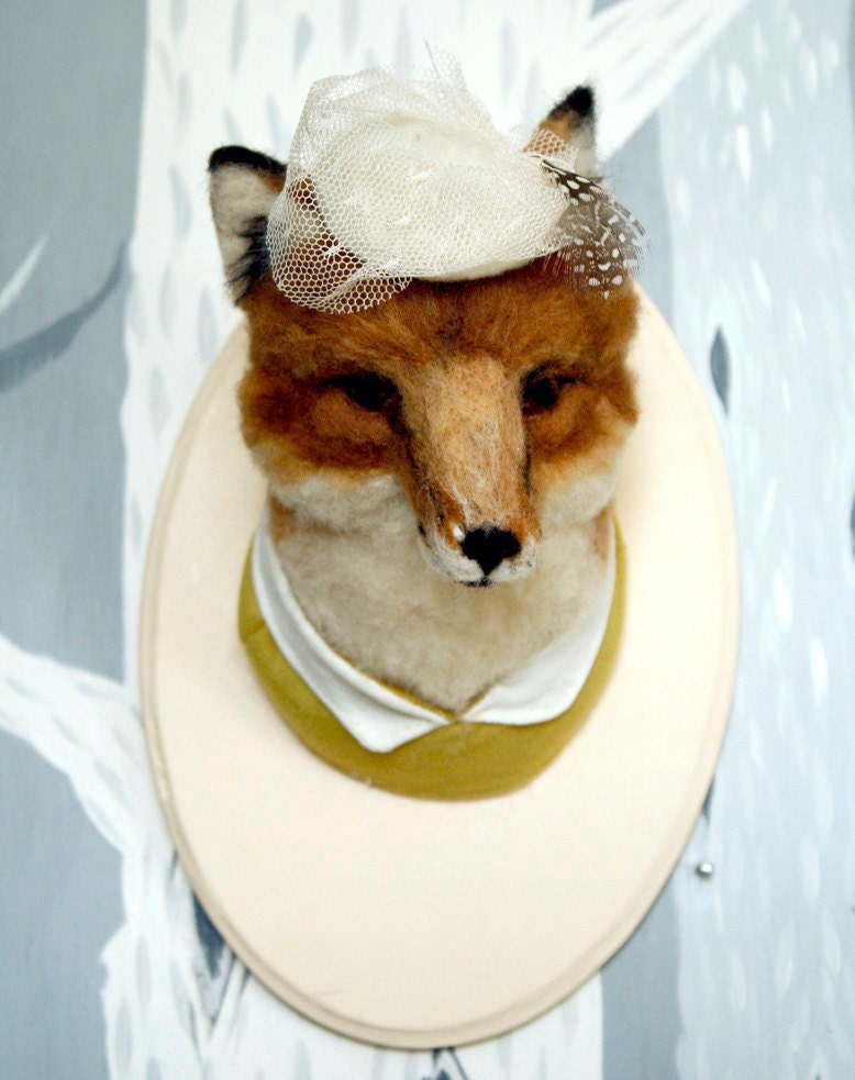 Needle Felted Fox Taxidermy reserved for Lady Foxmoore