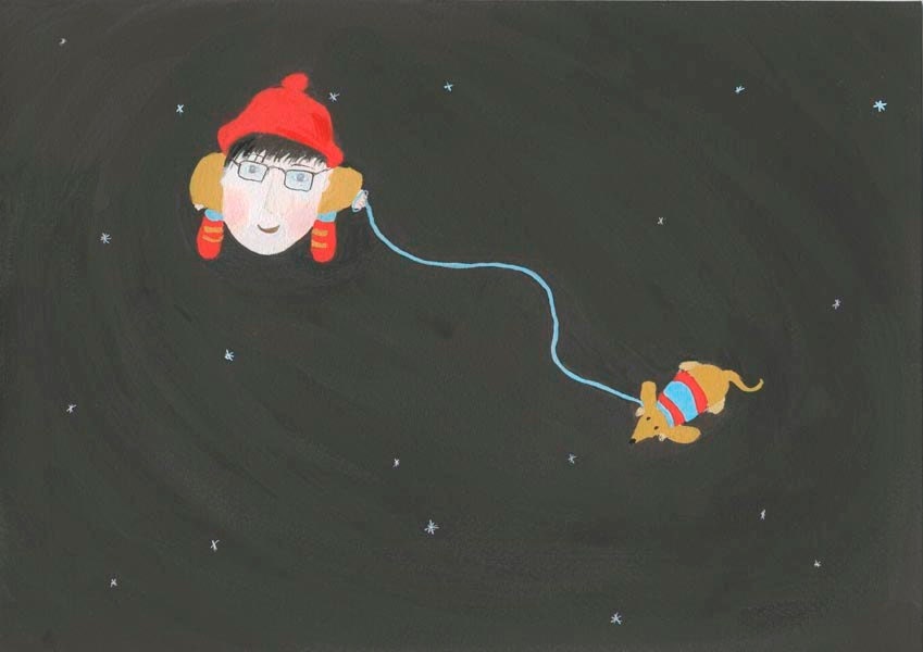 First Snow - giclee print gouache illustration kids room wall art whimsical illustration playroom decor kids wall art