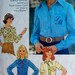 Sewing Pattern Vintage 70s Womens Button Down Western Style Shirt - Size 14 Bust 36" Simplicity 7078