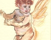 Little Angel - original watercolor painting