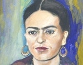 Frida - Fine Art - original gouache painting - painted portrait - custom portrait