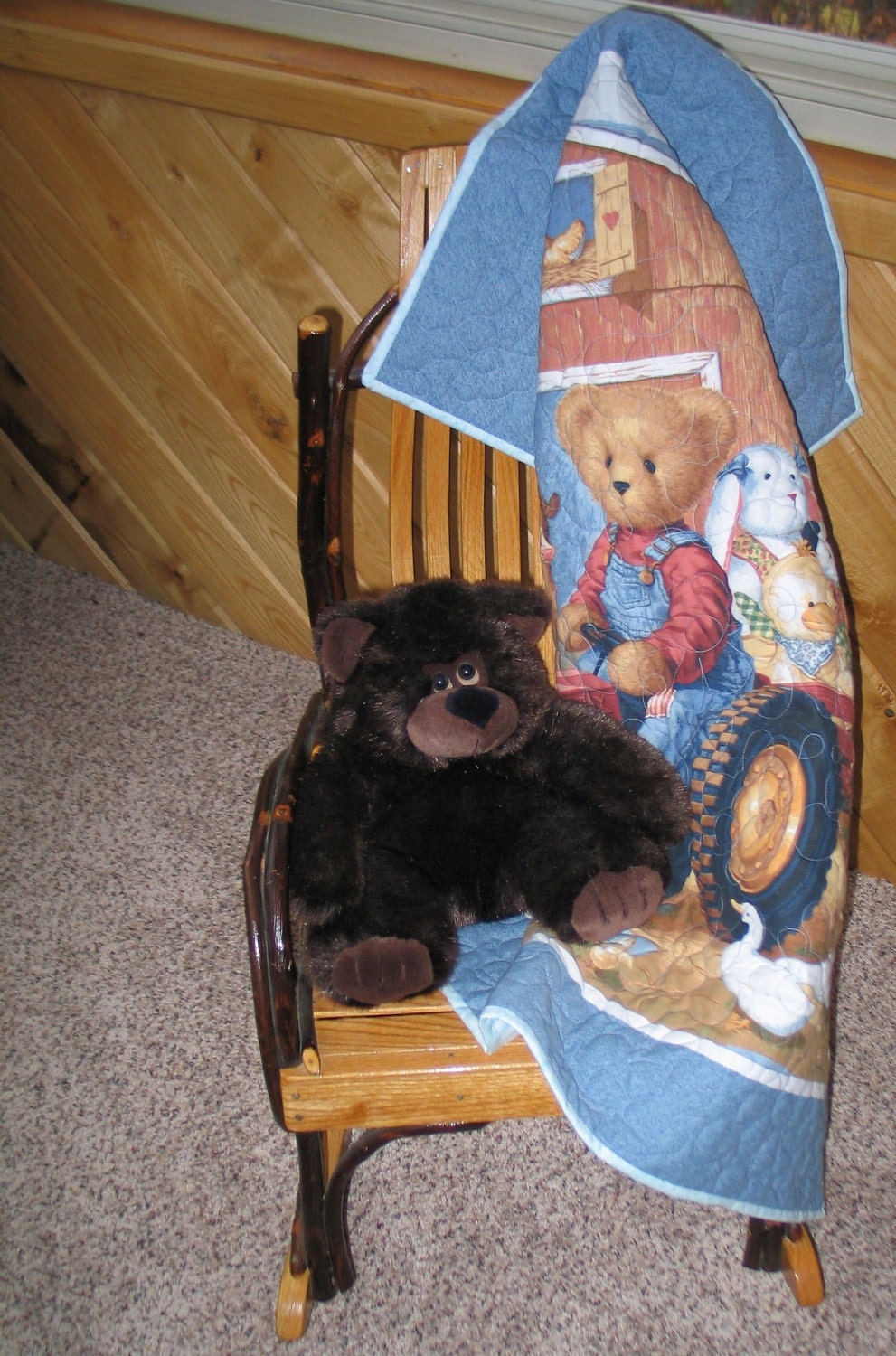 TEDDY BEAR TRACTOR Baby Quilt