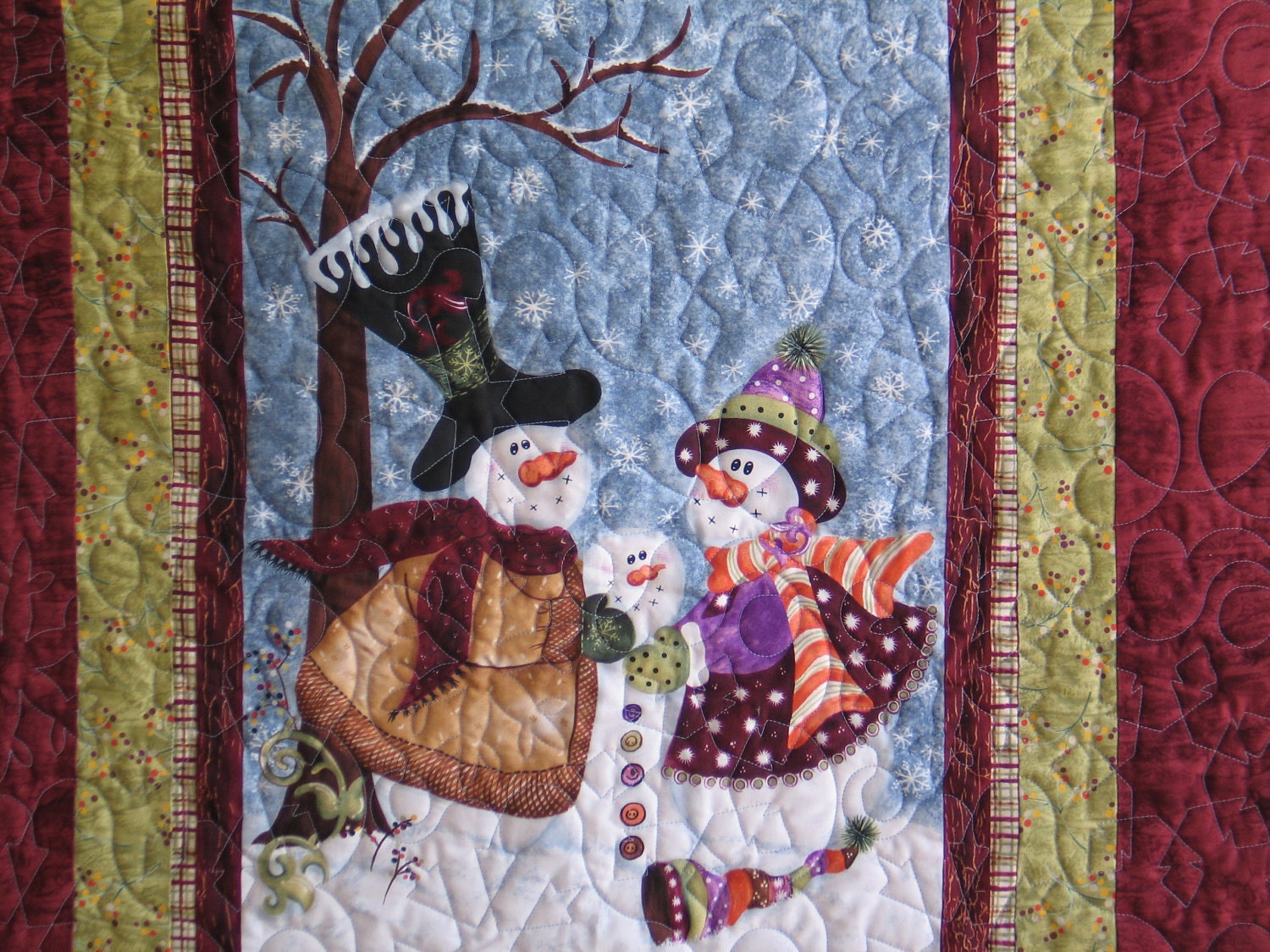 Snowman / Snowflakes / Winter Quilted Wall Hanging