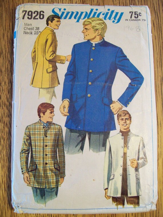 Sewing Pattern Vintage Men S Nehru Jacket