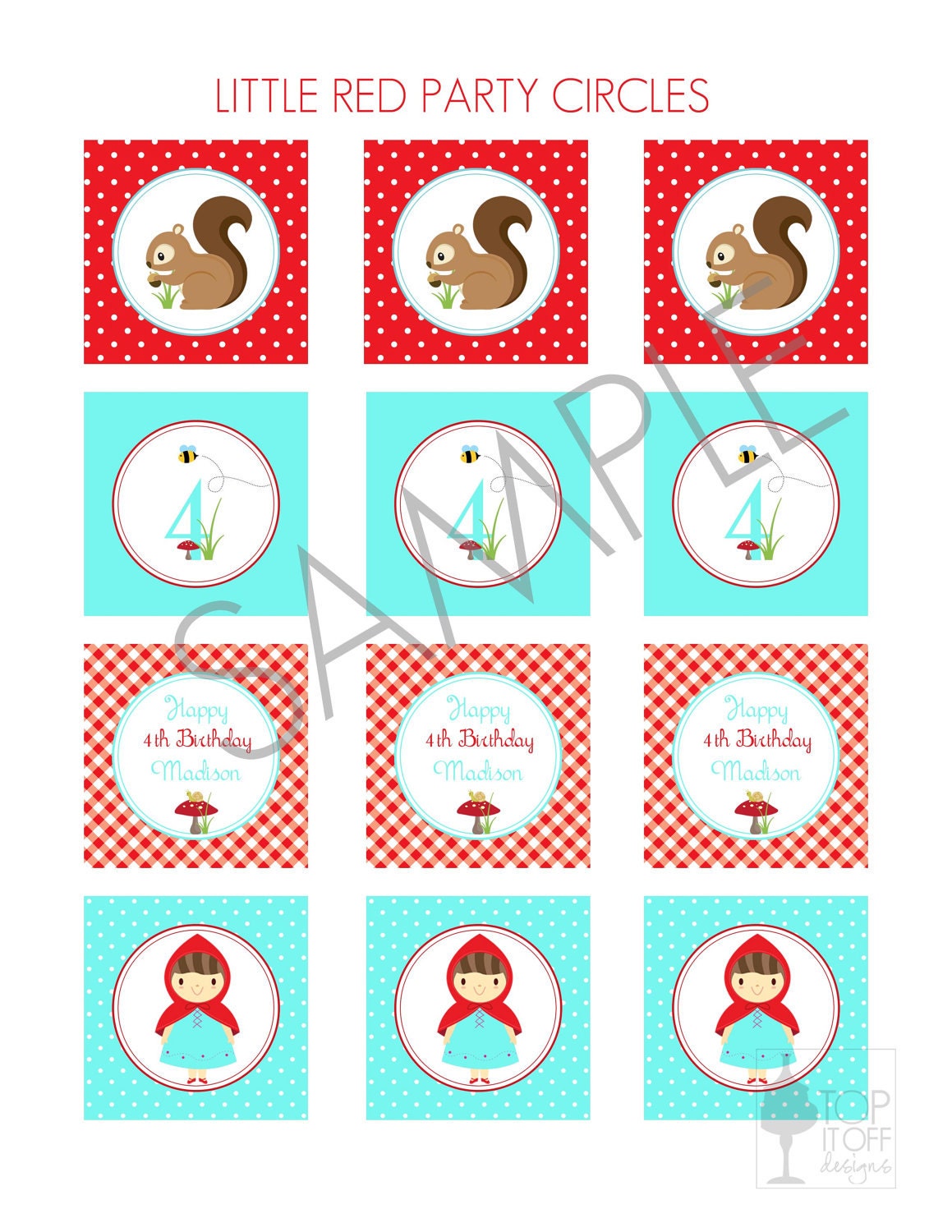Little Red Riding Hood Party Circles - DIGITAL - DIY Il_170x135