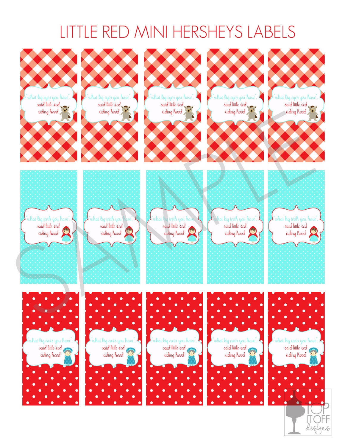 Little Red Riding Hood - Mini Hershey's Labels - DIGITAL - DIY Il_170x135