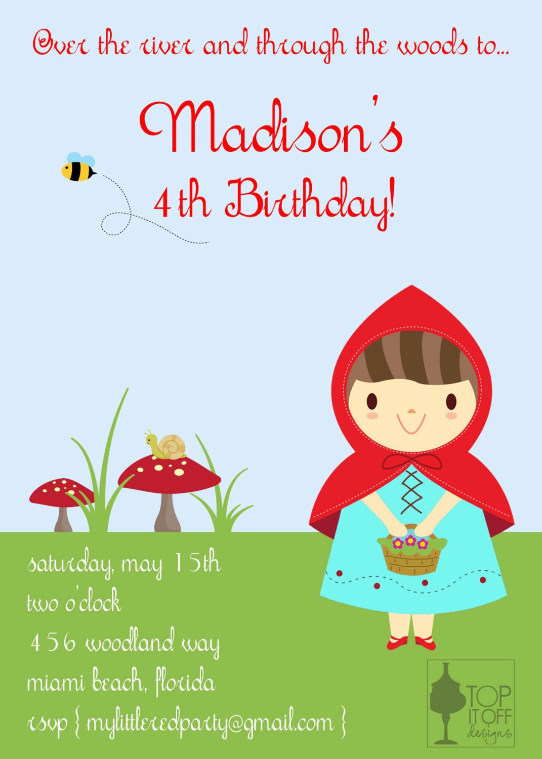 Little Red Riding Hood Invitation - DIGITAL - DIY Il_570xn