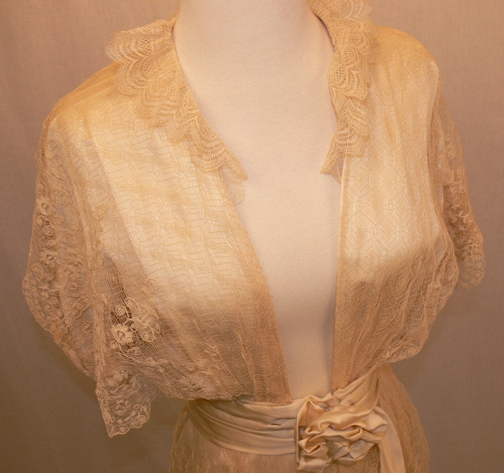 RESERVED 1910 Edwardian Silk and Lace Wedding Dress