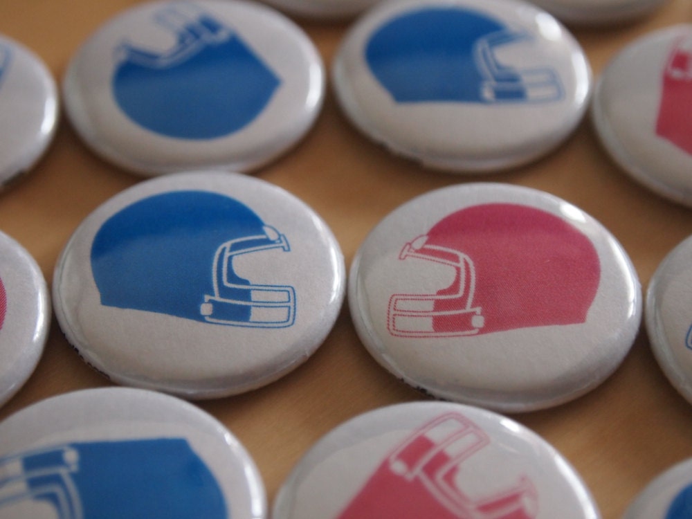 16 Gender Reveal Party Favors Sports Football Themed Baby Shower Pinback Buttons
