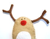 Christmas in July - Handmade Felt Brooch Accessory - Eric the Red Nosed Reindeer - poosac