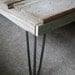 modern industrial wood coffee table, from reclaimed old growth wood and steel hairpin legs XL