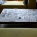 modern industrial wood coffee table, from reclaimed old growth wood and steel hairpin legs XL