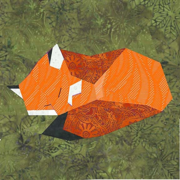 Fox paper pieced quilt block pattern PDF