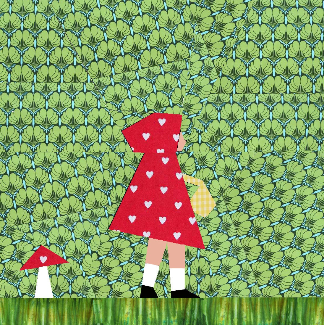 Little red Riding Hood Set of 4 paper pieced quilt block patterns PDF