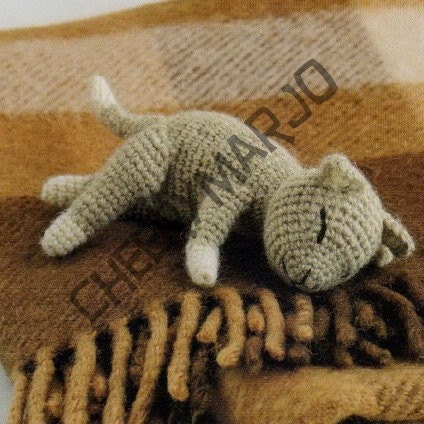 Crochet doll amigurumi PDF pattern - Sleeping Kitten