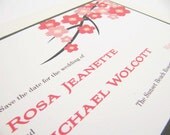 Wedding Save the Date, Cherry Blossom in Gray - Sample