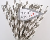 30 Grey Stripe Paper Straws.....Weddings...Birthdays.....Paper Drinking Straws....Cake Pop Sticks