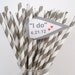 25 Grey Stripe Paper Straws Weddings Birthdays Paper Drinking Straws Cake Pop Sticks Party Paper Straws Sock Monkey