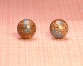 Vintage Goldstone and Blue Round Stud Earrings