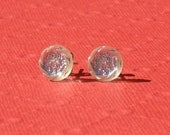 Vintage Elegant Frosted Glass and Silver Stud Earrings