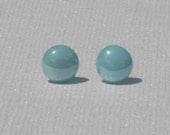Vintage Tiffany Blue Lustre Round Stud Earrings