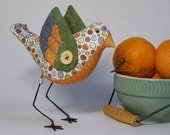 Whimsical Orange, Green, and Blue Dotted Bird - FlyingNotions
