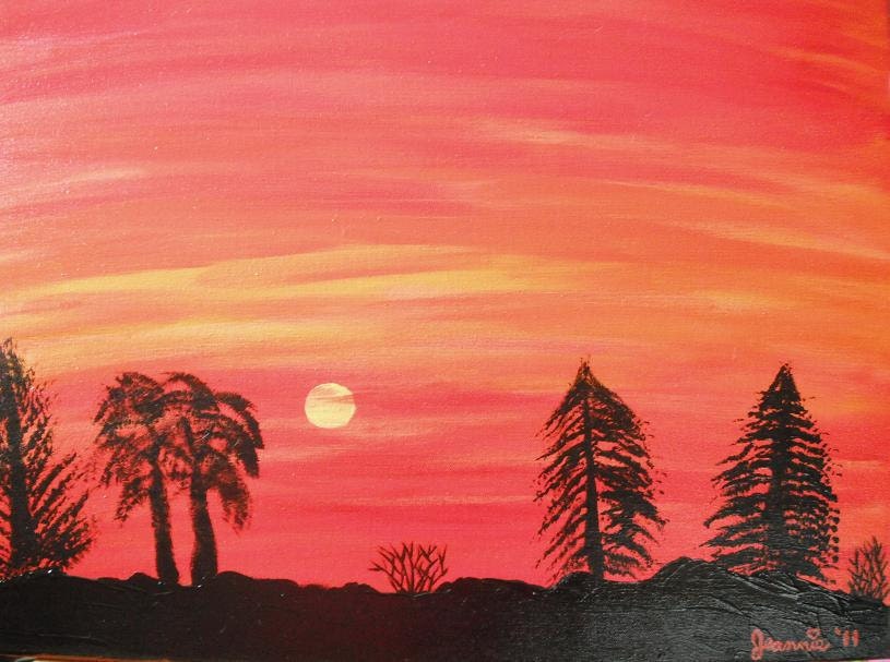 Sunset Glow landscape acrylic painting on canvas 18x24 inches