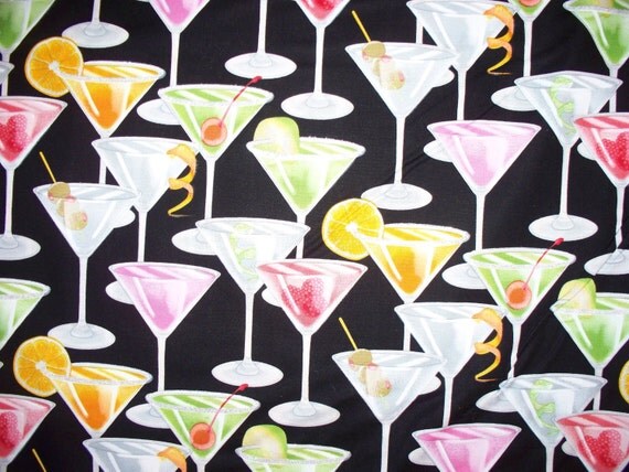Cocktail Martini Glass Cotton Fabric by scizzors on Etsy