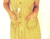 Yellow Patterned Dress With Pockets - SprightlyandCo