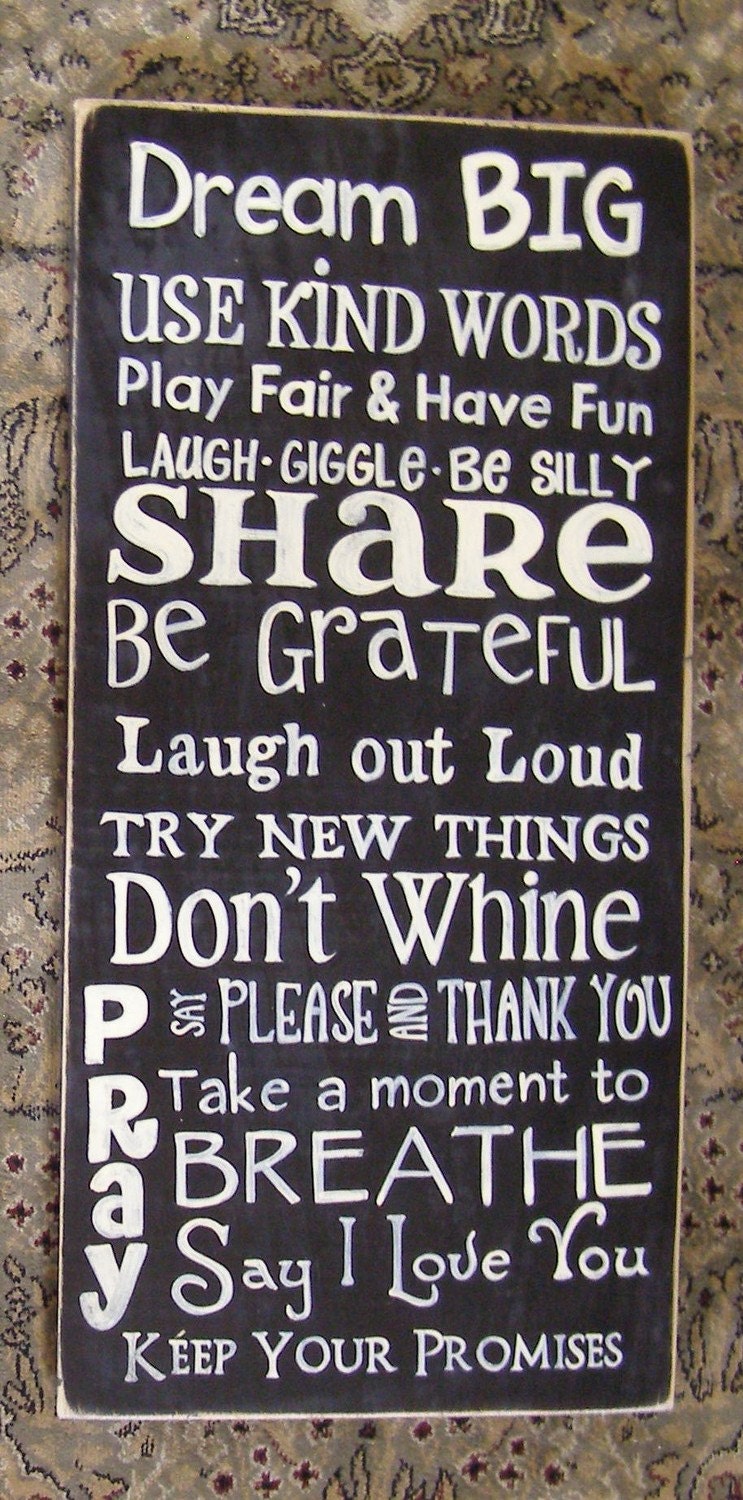 Family House RULES Subway Art on Wood HP Plaque Sign Typography