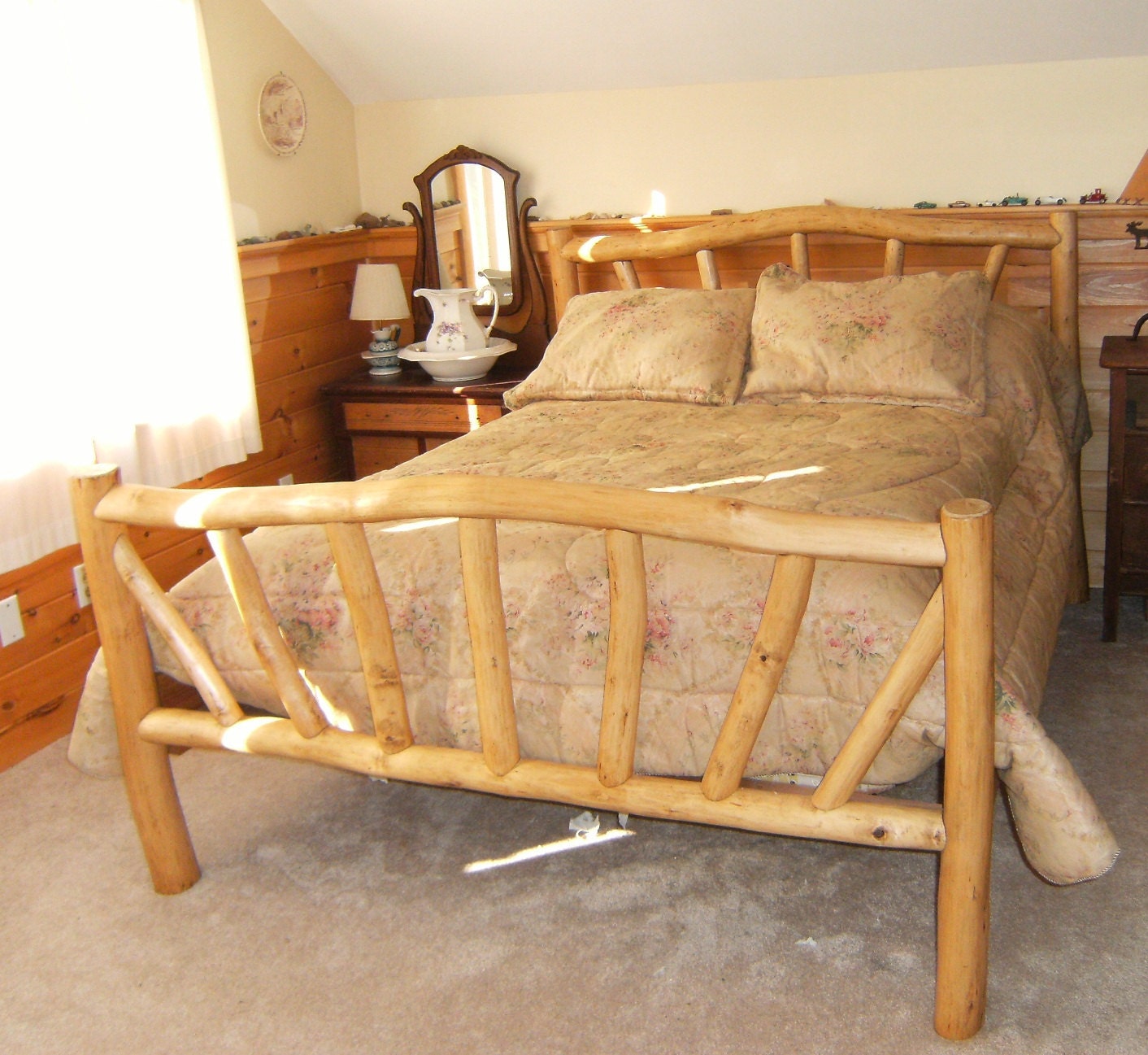 Items similar to Rustic Log Bed, Queen size and Hand built on Etsy