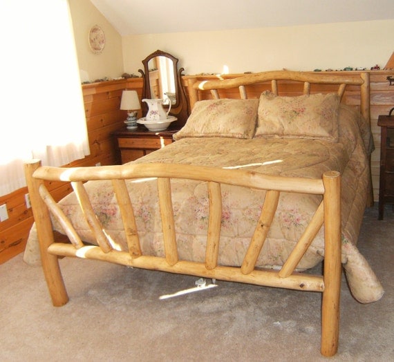 Items similar to Rustic Log Bed, Queen size and Hand built on Etsy Items similar to Rustic Log Bed, Queen size and Hand built on Etsy