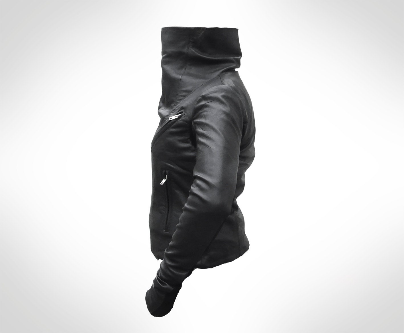 Womens Black Leather Biker Jacket by J.O.D UK8